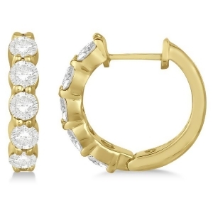 Hinged Hoop Diamond Huggie Style Earrings in 14k Yellow Gold 1.51ct - All