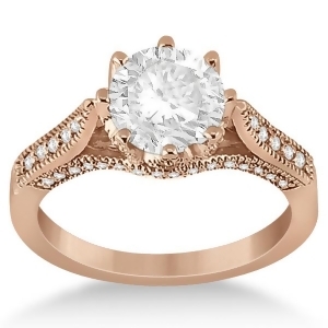 Edwardian Diamond Engagement Ring Setting 18k Rose Gold 0.35ct - All