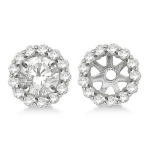 Round Diamond Earring Jackets for 6mm Studs 14K White Gold 0.55w - All