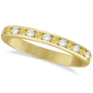 Channel-set Yellow Canary and White Diamond Ring 14k Yellow Gold 0.33ct - All