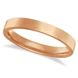 Flat Comfort Fit Plain Ring Wedding Band 14k Rose Gold 3mm - All