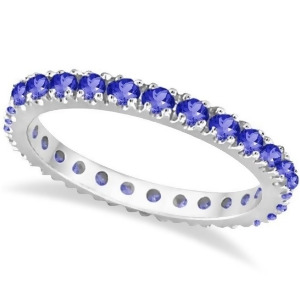 Tanzanite Eternity Stackable Ring Band 14K White Gold 0.75ct - All