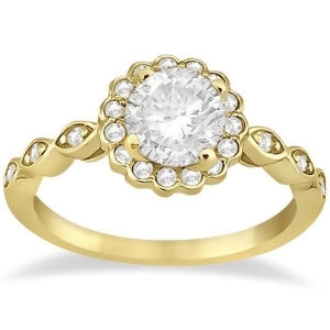 Floral Halo Diamond Marquise Engagement Ring 18k Yellow Gold 0.24ct - All