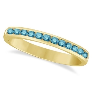 Channel-set Fancy Blue Diamond Ring Band 14k Yellow Gold 0.33ct - All
