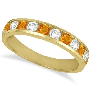 Channel-set Citrine and Diamond Ring Band 14k Yellow Gold 1.20ct - All