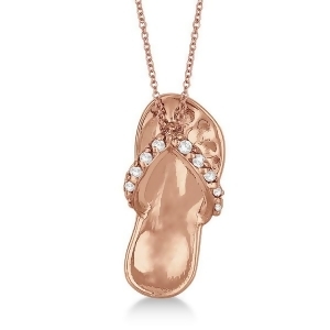 Flip Flop Shaped Diamond Pendant Necklace 14k Rose Gold 0.15ct - All