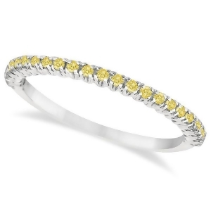Half-eternity Pave Yellow Diamond Stacking Ring 14k White Gold 0.25ct - All