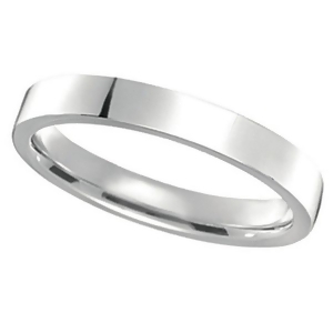 14K White Gold Wedding Band Plain Ring Flat Comfort Fit 3mm - All