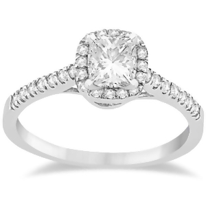 Diamond Halo Square Engagement Ring 14K White Gold 0.26ct - All