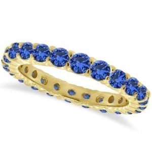 Blue Sapphire Eternity Ring Anniversary Band 14k Yellow Gold 1.07ct - All