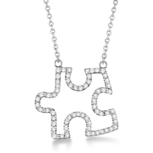 Diamond Puzzle Pendant Necklace 14k White Gold 0.33ct - All