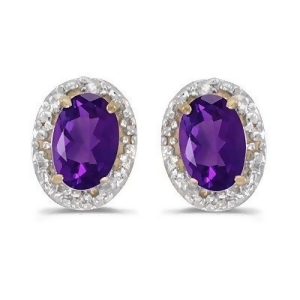 Diamond and Amethyst Earrings 14k Yellow Gold 0.90ct - All