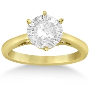 Six-prong 18k Yellow Gold Solitaire Engagement Ring Setting - All