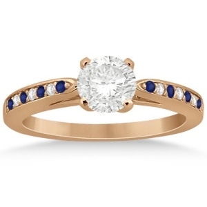 Cathedral Blue Sapphire Diamond Engagement Ring 14k Rose Gold 0.26ct - All