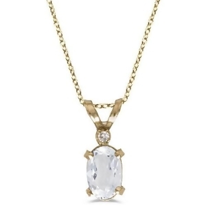 White Topaz and Diamond Solitaire Pendant 14K Yellow Gold 0.60ct - All