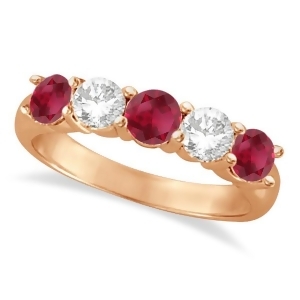 Five Stone Diamond and Ruby Ring 14k Rose Gold 1.95ctw - All