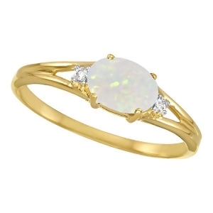 Oval Opal and Diamond Ring in 14K Yellow Gold 0.27ct - All