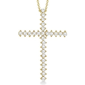 Diamond Cross Pendant Necklace 14kt Yellow Gold 1.00ct - All