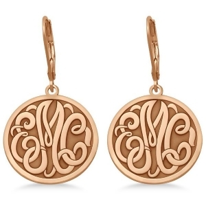 Stylized Initial Circle Monogram Earrings in 14k Rose Gold - All