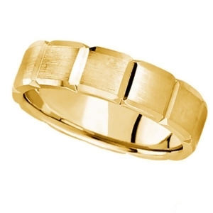 Diamond Carved Wedding Band For Men in 14k Yellow Gold 6mm - All