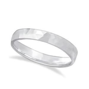 Carved Hammered Finish Wedding Ring Band Platinum 3mm - All