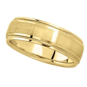 Carved Wedding Band in 14k Yellow Gold For Men 7mm - All