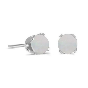 Round Opal Studs Earrings in 14k White Gold 0.60ct - All