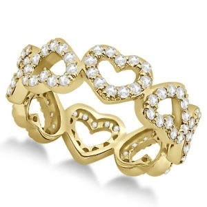 Eternity Interlocking Hearts Diamond Ring 18k Yellow 1.00ct - All