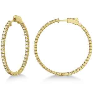 Stylish Large Round Diamond Hoop Earrings 14k Yellow Gold 2.00ct - All