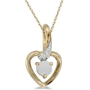 Opal and Diamond Heart Pendant Necklace 14k Yellow Gold - All