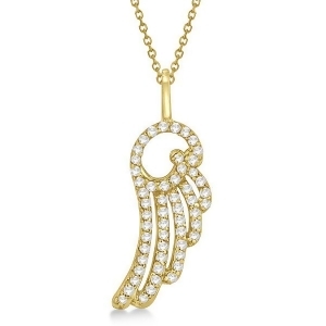 Diamond Angel Wing Pendant Necklace 14k Yellow Gold 0.28ct - All