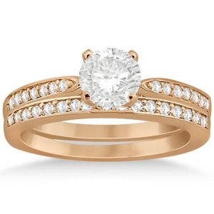 Petite Half-Eternity Diamond Bridal Set in 18k Rose Gold 0.31ct - All