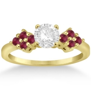 Designer Ruby Cluster Floral Engagement Ring 18k Yellow Gold 0.35ct - All