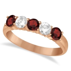 Five Stone Diamond and Garnet Ring 14k Rose Gold 1.36ctw - All