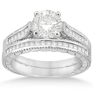 Princess Cut Channel Diamond Bridal Set in Platinum 0.38ct - All