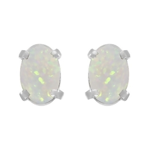 Oval-shaped Opal Stud Earrings in 14K White Gold 0.54 ct - All