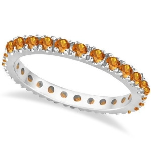 Citrine Eternity Stackable Ring Band 14K White Gold 0.75ct - All