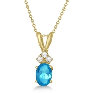 Blue Topaz Pendant with Diamonds 14K Yellow Gold 1.06ctw - All