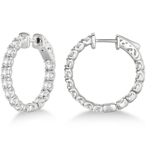 Small Round Diamond Hoop Earrings 14k White Gold 3.00ct - All