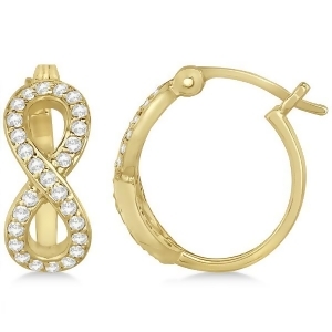 Infinity Shaped Hinged Hoop Diamond Earrings 14k Yellow Gold 0.50ct - All