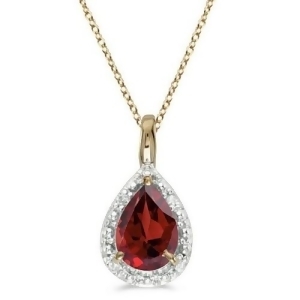 Pear Shaped Garnet Pendant Necklace 14k Yellow Gold 0.85ct - All