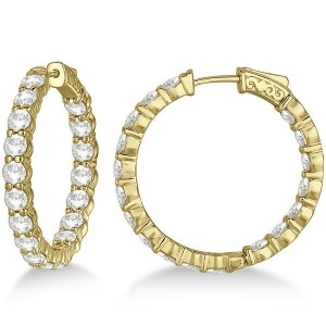 Fancy Medium Round Diamond Hoop Earrings 14k Yellow Gold 7.20ct - All