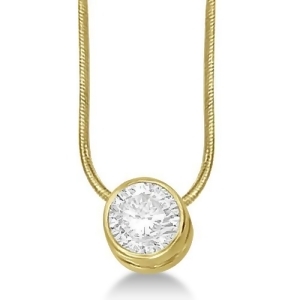 Moissanite Solitaire Pendant Slide Necklace 14K Yellow Gold 0.50ct - All