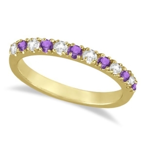 Diamond and Amethyst Band Stackable Ring Guard 14k Yellow Gold 0.32ct - All