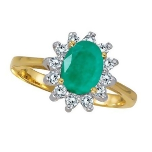 Lady Diana Oval Emerald and Diamond Ring 14k Yellow Gold 1.50 ctw - All