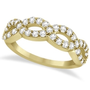 Pave Set Twisted Infinity Diamond Ring Band 18k Yellow Gold 0.75ct - All