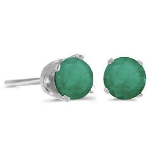 0.96Ct Emerald Stud Earrings May Birthstone 14k White Gold - All