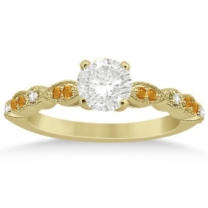 Marquise and Dot Citrine Diamond Engagement Ring 14k Yellow Gold 0.24ct - All