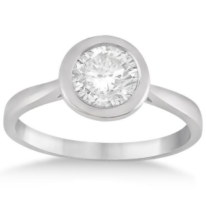 Floating Bezel Set Solitaire Diamond Engagement Ring Setting 18K White Gold - All
