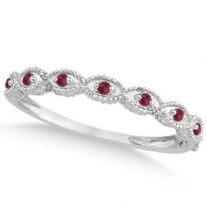 Antique Marquise Shape Ruby Wedding Ring 18k White Gold 0.18ct - All